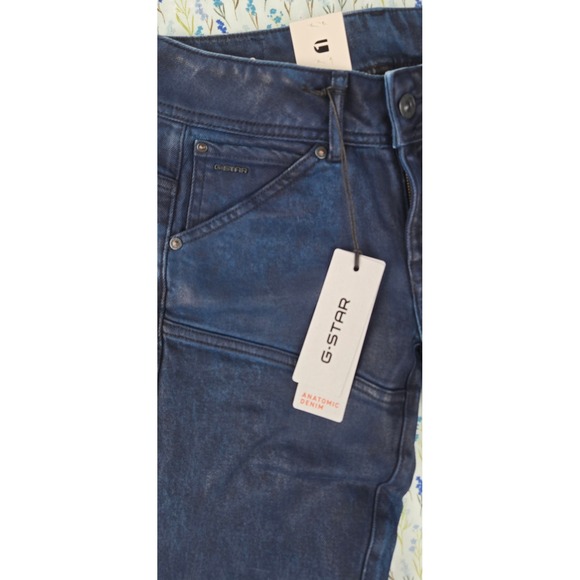 G Star RAW MOTO 3D SLIM WMN Jeans Faded Cerulean Skin Size 27x30 Zippers - Picture 4 of 11